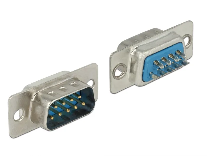 DeLOCK 65881 conector Sub-D 9 pin Azul, Plata