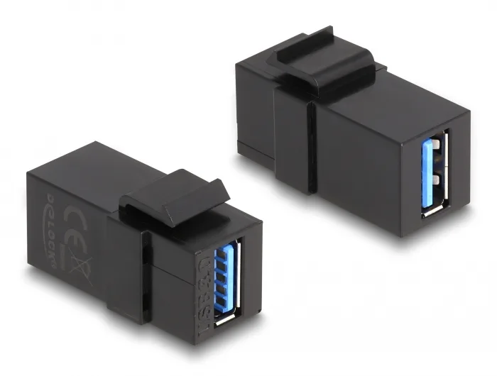 DeLOCK Módulo Keystone USB 3.0 A hembra > USB 3.0 A hembra negro (1:1)