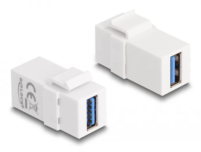 DeLOCK Módulo Keystone USB 3.0 A hembra > USB 3.0 A hembra blanco (1:1)
