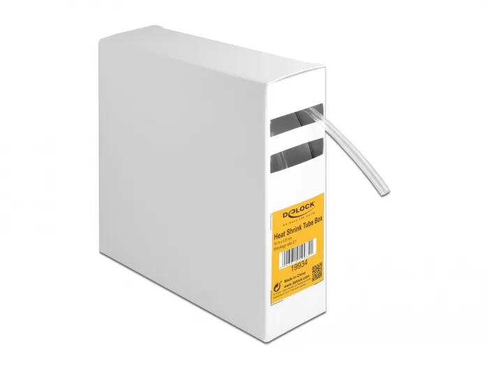 DeLOCK Tubo termorretráctil, Relación de disipación 2:1, caja de 10 m x 4,8 mm en transparente
