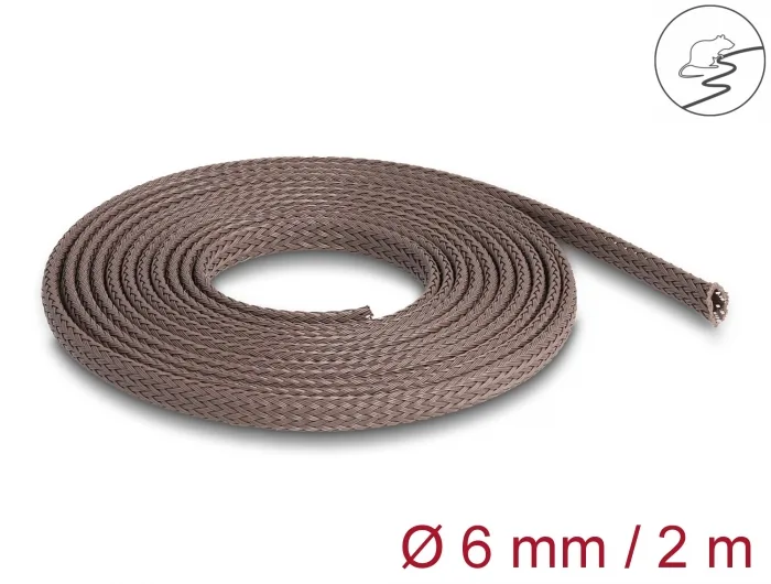 DeLOCK Manguito trenzado resistente a los roedores extensible 2 m x 6 mm marrón