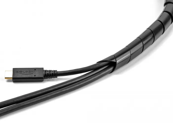 DeLOCK Manguera en espiral flexible de 2 m x 14 mm negra