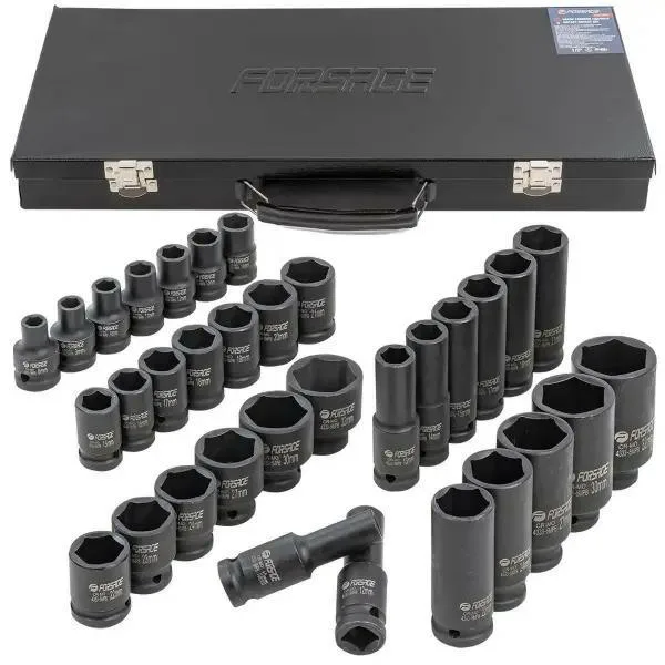 Juego de accesorios de impacto 1/2" 33 piezas (hexagonales) (8-32mm)