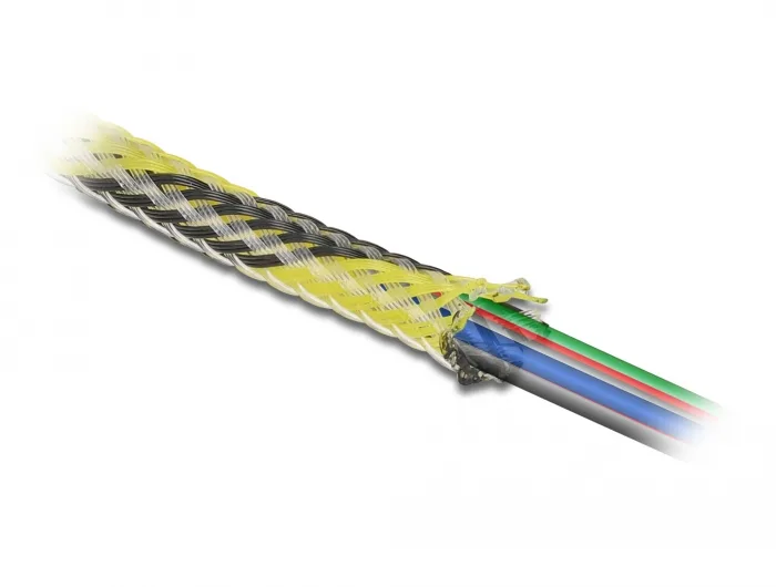DeLOCK Funda trenzada estirable 2 m x 25 mm, color negro-amarillo