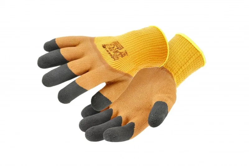 Högert Technik LYCK guantes de protección recubiertos de látex, aislados, naranja, talla 9, alto agarre y resistencia a la abrasión, ideales para entornos de trabajo exigentes