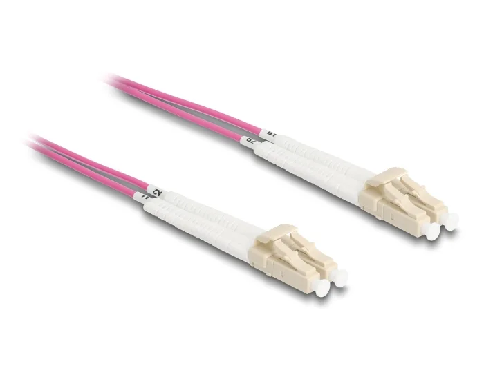 DeLOCK Cable de fibra óptica LC Duplex a LC Duplex multimodo OM4 en ángulo 5 m