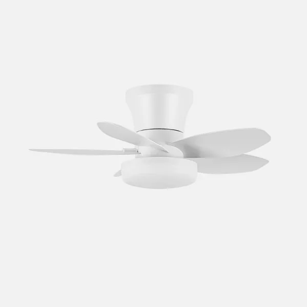 ABRILA - Ventilador DC Haran 15W | 5 Aspas | LED Integrado | 3 Temperaturas de Luz | Control Remoto | Temporizador | 22x62x62 cm | Blanco