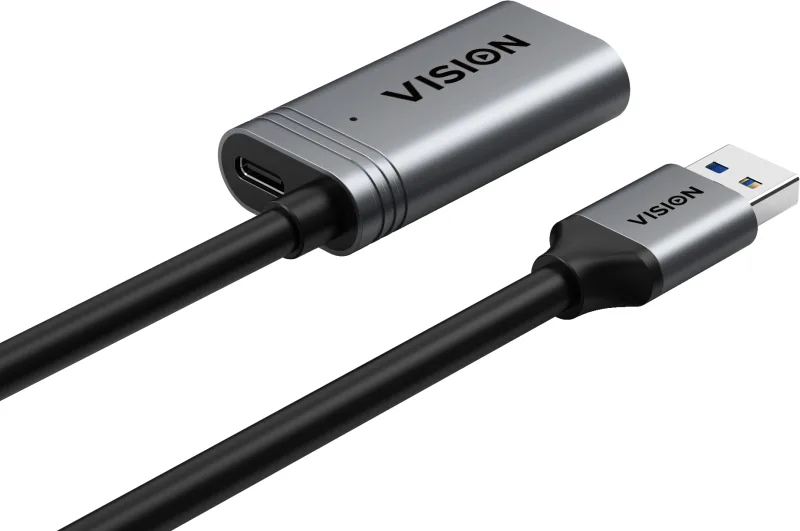 Vision TC 5MUSB3.0EXT+/BL cable USB USB 3.2 Gen 1 (3.1 Gen 1) 5 m USB A Negro, Plata