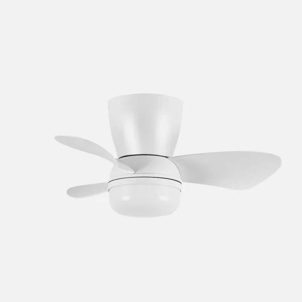 ABRILA - Ventilador DC Enoc 15W Blanco | 3 Aspas | LED Integrado | 3 Temperaturas de Luz | Control Remoto | Temporizador | 24x58x58 cm