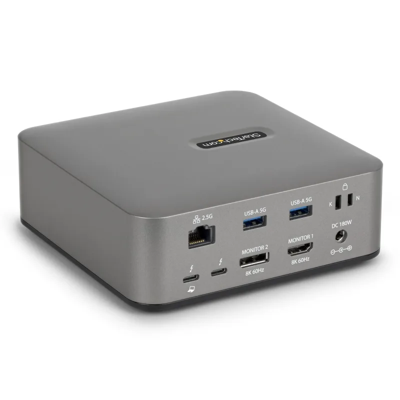 StarTech.com Docking Station Universal Thunderbolt 5 - 4K 144Hz/8K 60Hz - 120Gbps de Pico de Ancho de Banda - Carga PD 140W para Portátiles - 30W de Carga para Móviles - USB 10Gb - LAN Ethernet 2,5G
