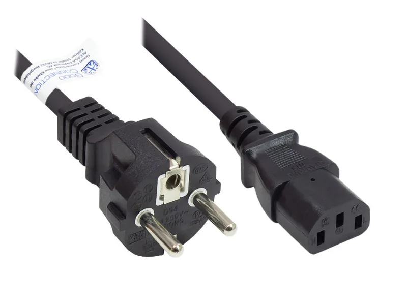 Alcasa P0030-S015 cable de transmisión Negro 1,5 m Enchufe tipo E+F C13 acoplador