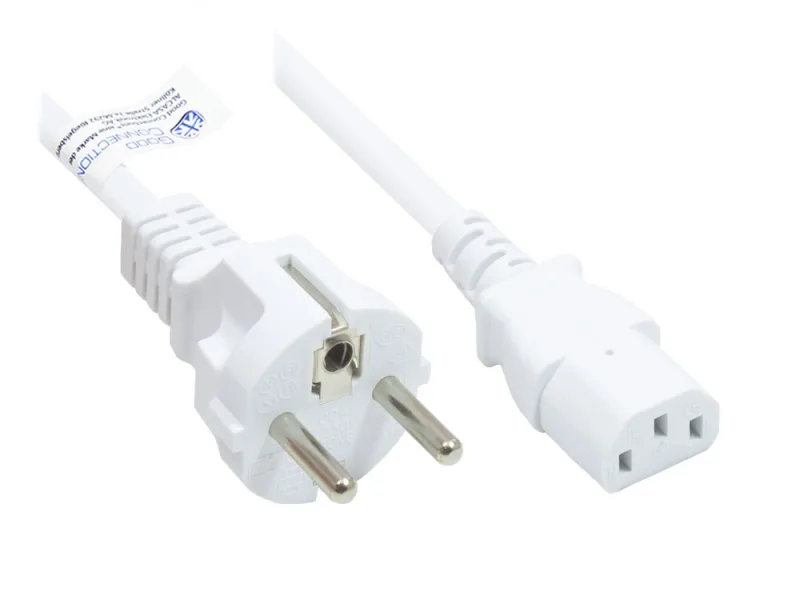 Alcasa P0030-W018 cable de transmisión Blanco 1,8 m Enchufe tipo E+F CEE7/7