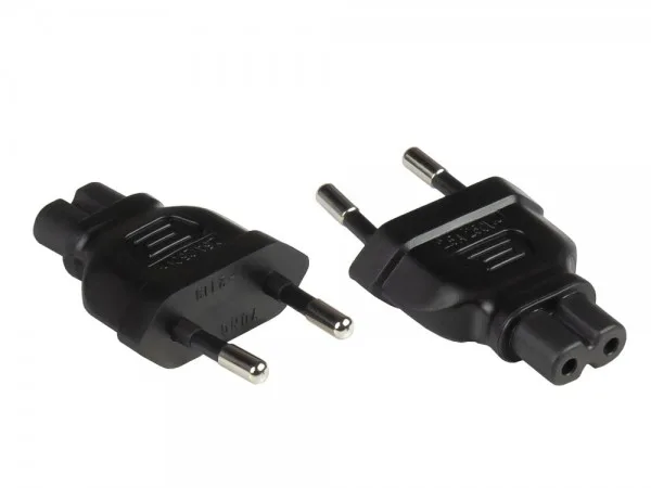 Alcasa PA-0370S adaptador de enchufe eléctrico Tipo C (Europlug) C7 Negro