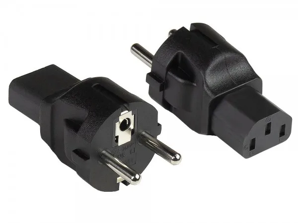 Alcasa PA-0030S adaptador de enchufe eléctrico Tipo E/F híbrido C13 Negro