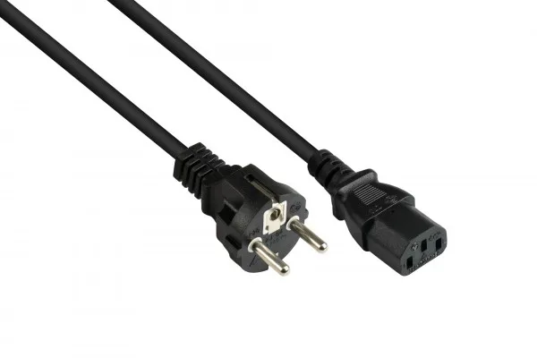 Alcasa P0030-S030 cable de transmisión Negro 3 m Enchufe tipo E+F C13 acoplador