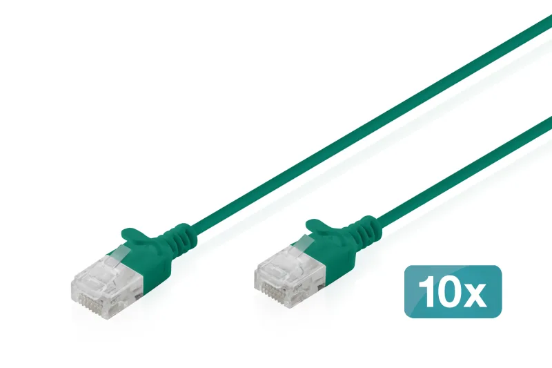Digitus Cable de conexión CAT 6 U-UTP Slim, 5 m, verde, 10 unidades