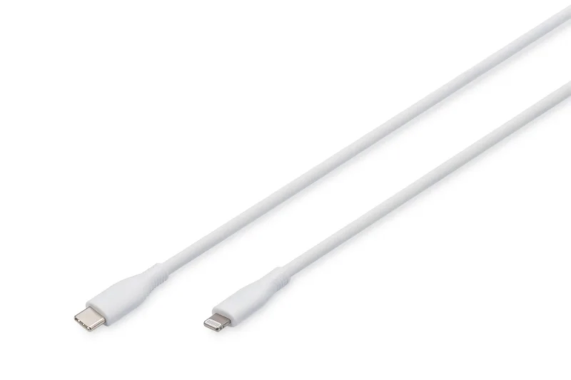 Digitus Cable de conexión Lightning de silicona, USB-C - Lightning, 0,5 m, blanco