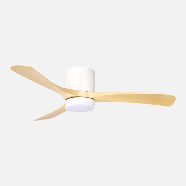 ABRILA - Ventilador DC Paterna 18W | 3 Aspas | 6 Velocidades | LED Integrado | Luz Opcional | Control Remoto | 27x117x117 cm | Blanco/Haya