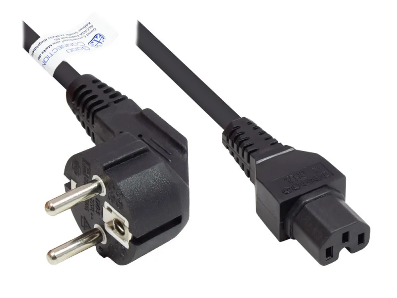 Alcasa P0150-S007 cable de transmisión Negro 0,75 m Enchufe tipo E+F C15 acoplador