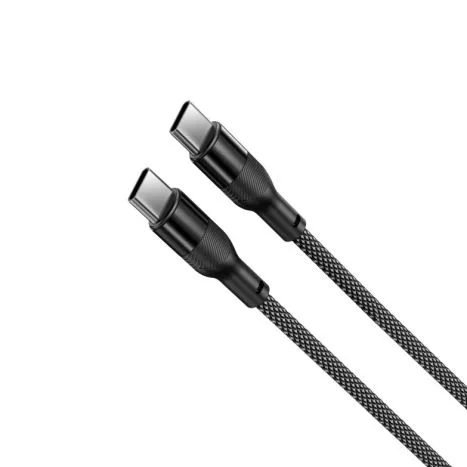 Ksix Cable de carga y datos , 1m, USB-C a USB-C , Carga ultrarrápida 60W, Trenzado resistente, Negro