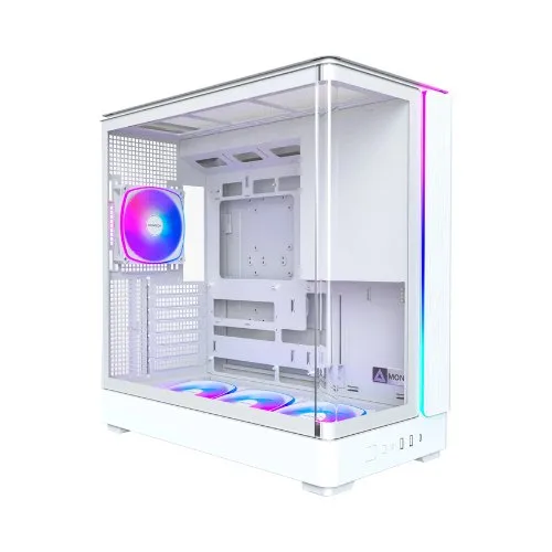 MONTECH King 45 Pro ATX - Carcasa para PC, Vidrio panorámico Curvado, Flujo de Aire de Chimenea, Soporte de radiador de 360 mm, construcción compacta para Sistemas de Alto Rendimiento, 4 Ventiladores