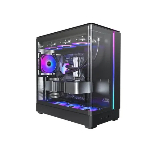 MONTECH King 45 Pro ATX - Carcasa para PC, Vidrio panorámico Curvado, Flujo de Aire de Chimenea, Soporte de radiador de 360 mm, construcción compacta para Sistemas de Alto Rendimiento, 4 Ventiladores