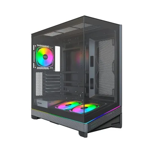 MONTECH Sky 3 ATX - Carcasa para PC, Vidrio panorámico, Flujo de Aire Ajustable, diseño Personalizado, Soporte de radiador de 360 mm, Ventiladores ARGB PWM de 3 x 120 mm preinstalados, construcción