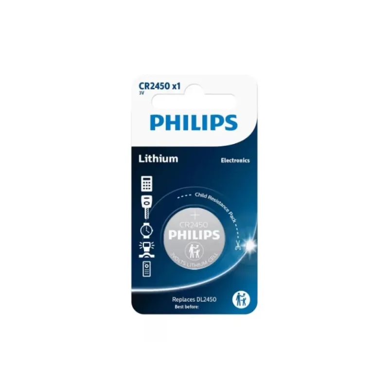 Pila Litio Cr2450 Philips 3v/500mah (blíster 1 Pila) Cr2450-philips