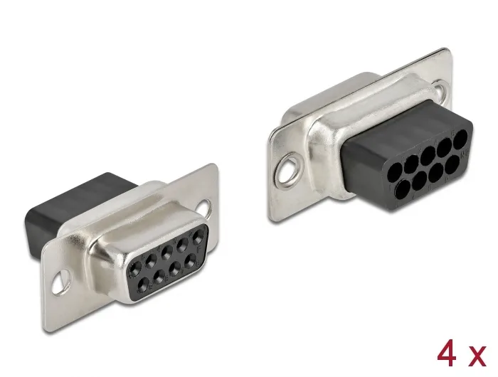 DeLOCK Pinza de sujeción hembra D-Sub 9, metal, 4 piezas
