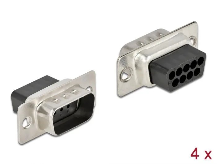 DeLOCK Pinza de sujeción macho D-Sub 9, metal, 4 piezas