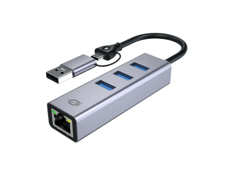 Conceptronic ABBY25G base para portátil y replicador de puertos Alámbrico USB 3.2 Gen 1 (3.1 Gen 1) Type-A + Type-C Gris