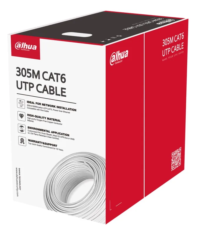 Dahua technology pfm920i-6un-c-v2 cable de red blanco 305 m cat6 u/utp (utp)