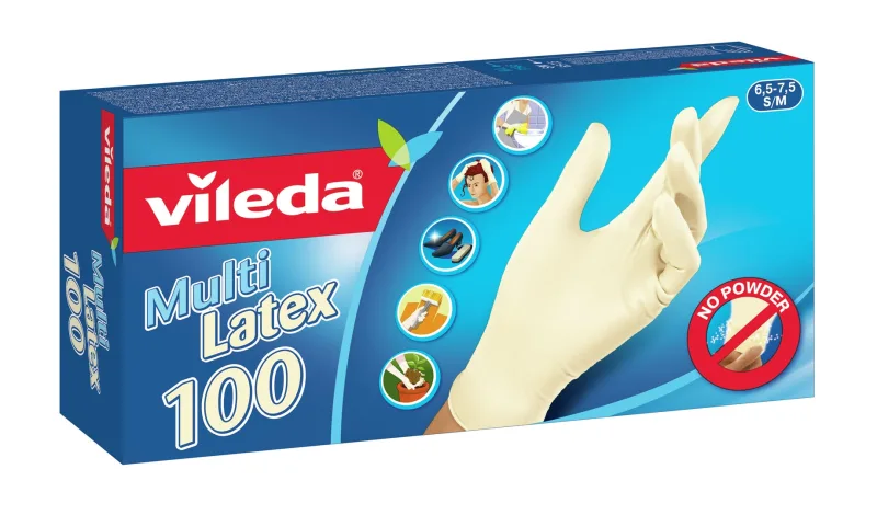Vileda Multi Latex 100 Guantes desechables Beige Látex 100 pieza(s)