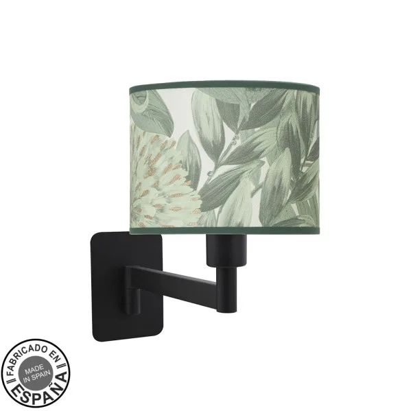 FABRILAMP Aplique Abatible Moda 1xe14 Negro/hoja Verde 26x17x28 Cm