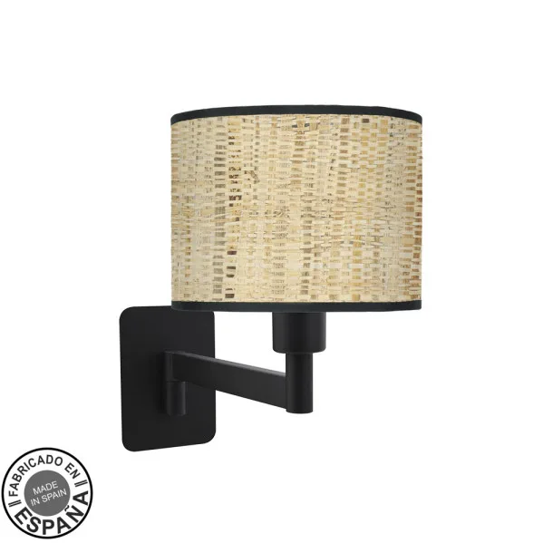 ABRILA Aplique De Pared Moda Negro Con Pantalla Cañizo