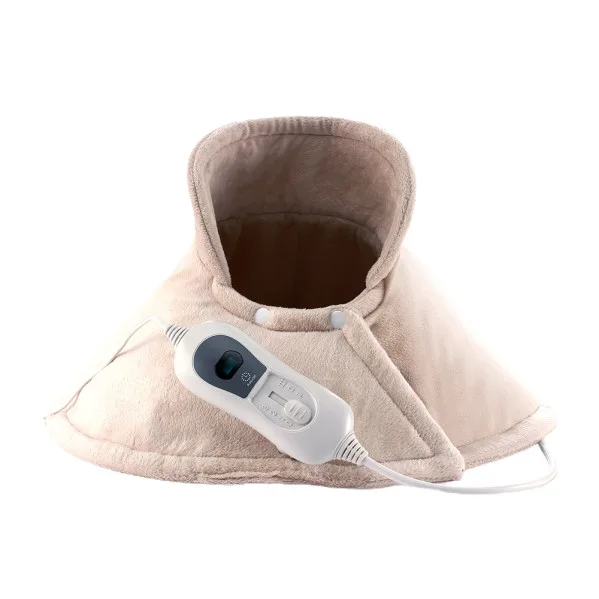 ABRILA - Almohadilla Cervical Eléctrica Relente Beige 100W 60x62cm con 3 Niveles de Calor | Apagado Automático | Desmontable y Lavable