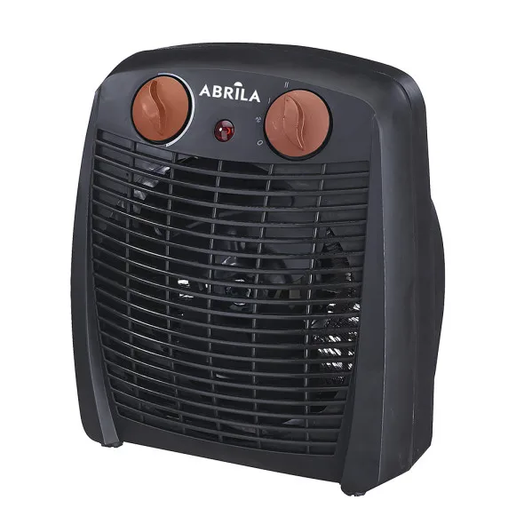 ABRILA - Termoventilador Eléctrico Gambia 2000W Negro/Marrón con Termostato Regulable | 2 Potencias y 3 Funciones | Protección de Seguridad y Luz Indicadora | 23,8x19,5x11,7cm