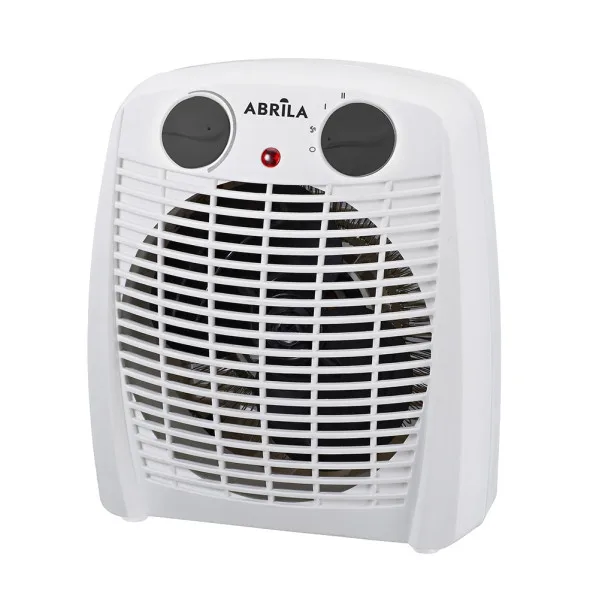 ABRILA - Termoventilador Eléctrico Gambia 2000W Blanco/Negro con Termostato Regulable | 2 Potencias y 3 Funciones | Protección de Seguridad y Luz Indicadora | 23,8x19,5x11,7cm