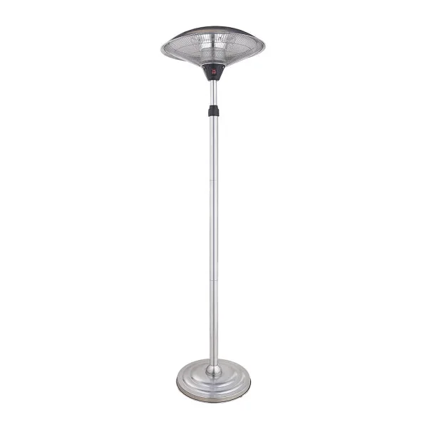 ABRILA - Calefactor Exterior con Pie Koel 2000W | Plata | 2 Potencias | Antivuelco | IP34 | 200x60x60 cm