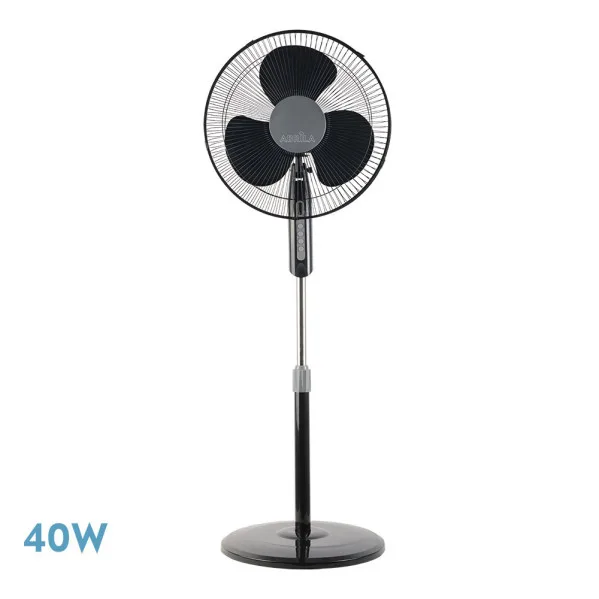 Ventilador de pie etesio negro 3 velocidades 40w oscilante 3 aspas blancas regx43x40 cm