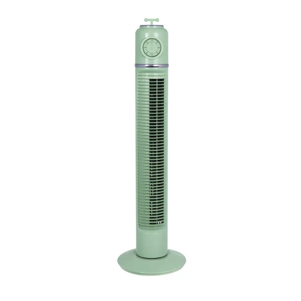 Ventilador torre huracan verde 45w 3velocidades temporizador fijo y rotatorio 75x22x22cm