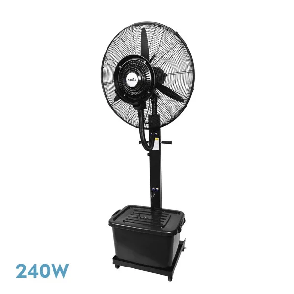 Ventilador de pie diluvio negro 3velocidades 240w nebulizador tanque 42l ruedas fijo y rot.170x71x45cm