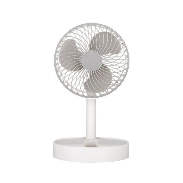 ABRILA- Ventilador Inalámbrico DC Portátil Jerico | Blanco/Gris | 5W | Recargable | Orientable | 3 Velocidades | Diseño Compacto