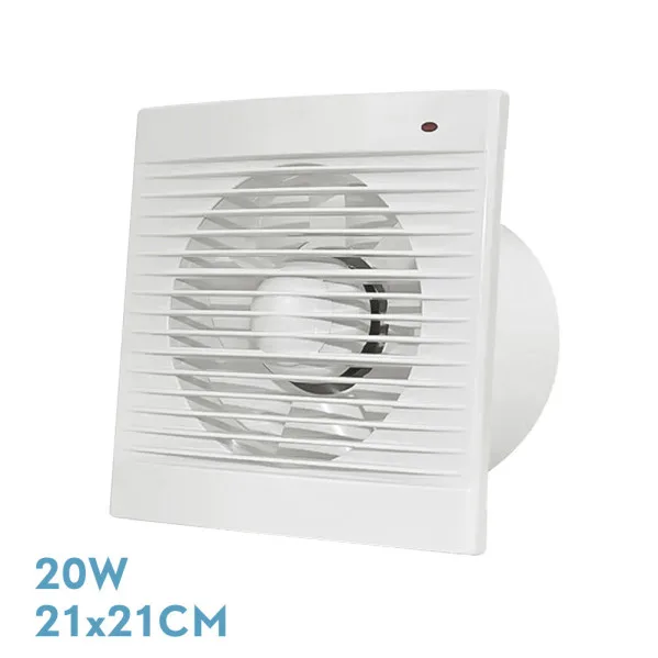 Extractor de baño "Trani" cuadrado para tubos de Ø15cm (20W 2100RPM 230V) color blanco