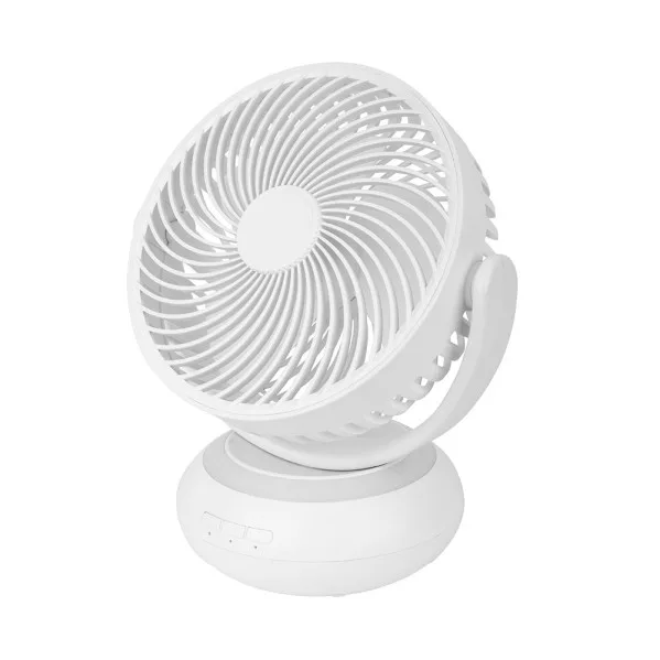 ABRILA- Ventilador Inalámbrico Sobremesa Bengali Blanco | 5W | 3 Velocidades | Recargable con Luz LED y Alimentación USB | Fijo y Rotatorio