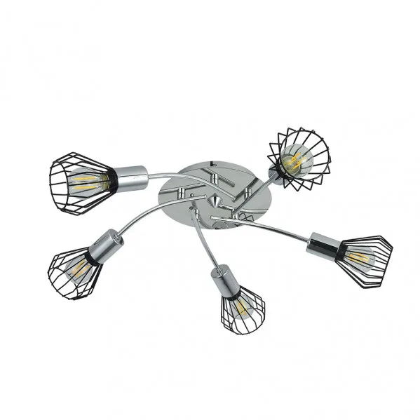 Plafon san petersburgo 5xe14 negro/cromo 15x55x55 cm