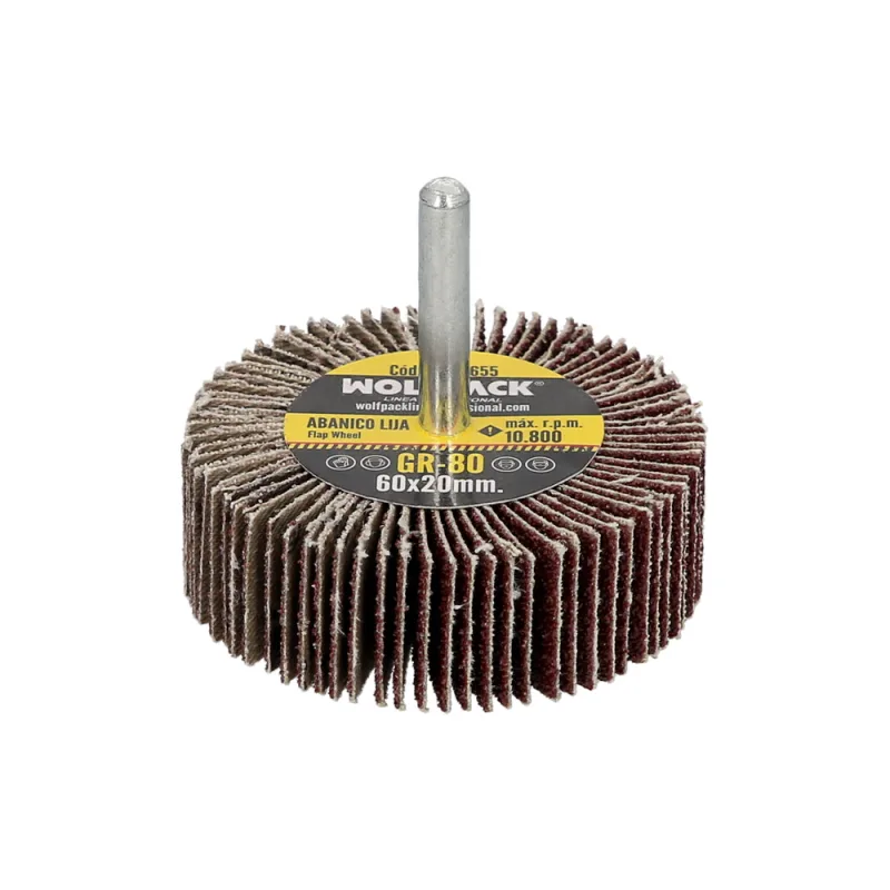 Abanico lija grano 80 medida ø 60 x 20 mm. disco abrasivo laminas, ruedas mil hojas, ruedas abrasivas,lijado,desbaste,pulir