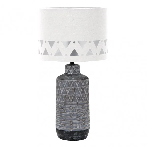 Sobremesa ceramica mos 1xe27 zinc pantalla blanca 42,5x24x24 cm