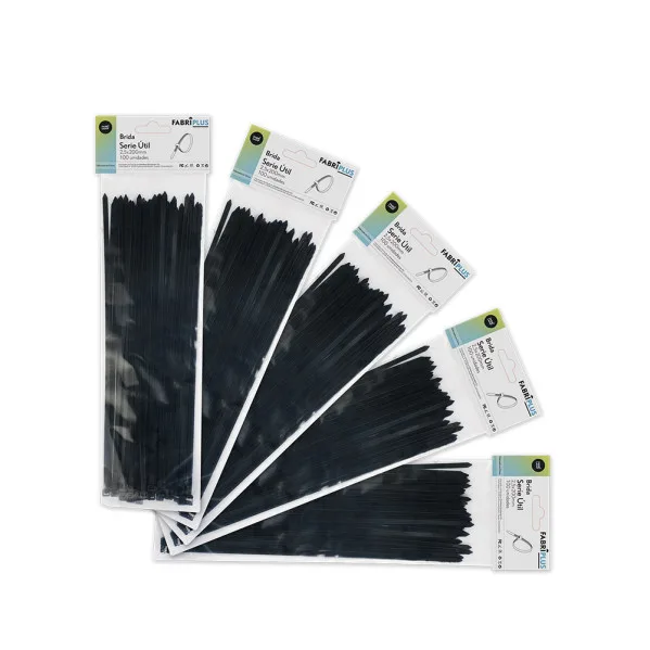 Bolsa 100 bridas negras 2,5x200 mm nylon 66, resistentes y duraderas para cableado, electricidad, bricolaje y sujeción profesional