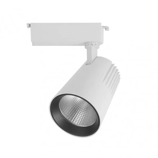 Foco carril 30w 6000k telma blanco 2700lm 36º orientable 330º regx19x9 cm